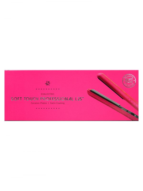 Evalectric 1.25 inch soft tuch pink flat iron box