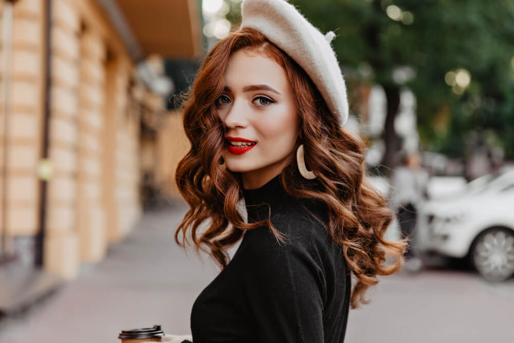 Woman with curly hair