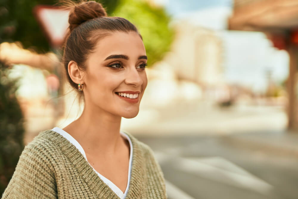 Woman with ballerina bun