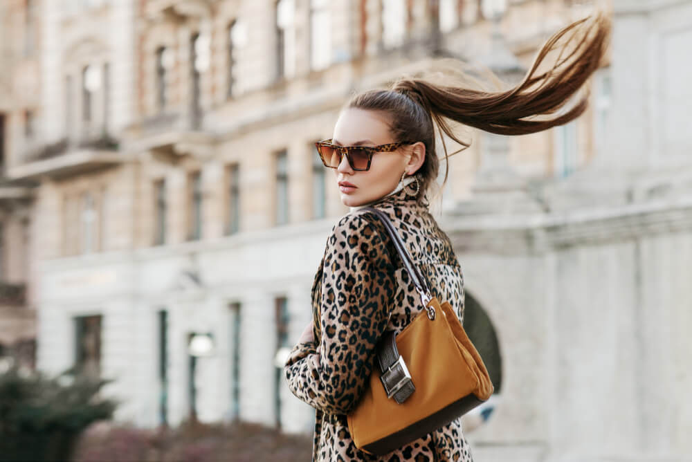 Woman with high ponytail