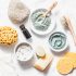 DIY bath ingredients in bowls - cleansing skin