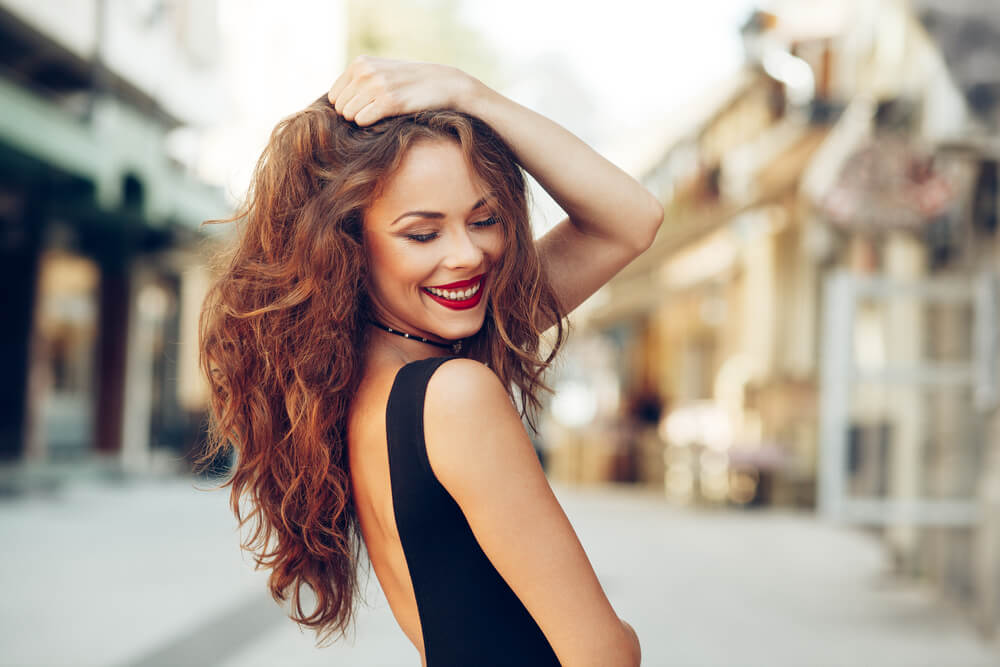 Woman with curly hair