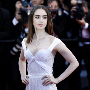 Lily Collins with black eyebrows