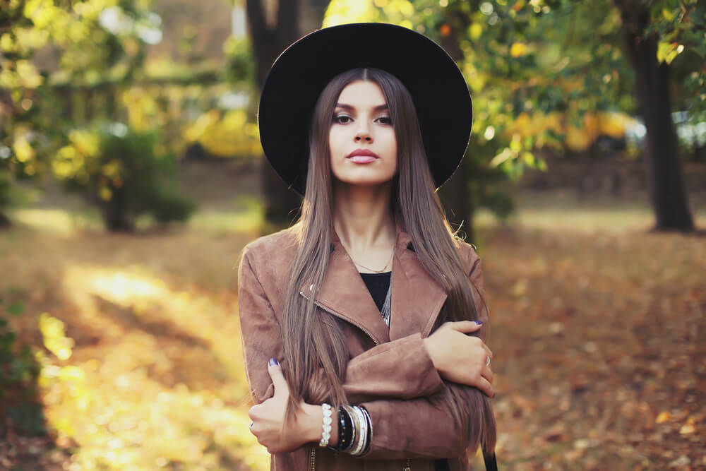 Woman with straight hair