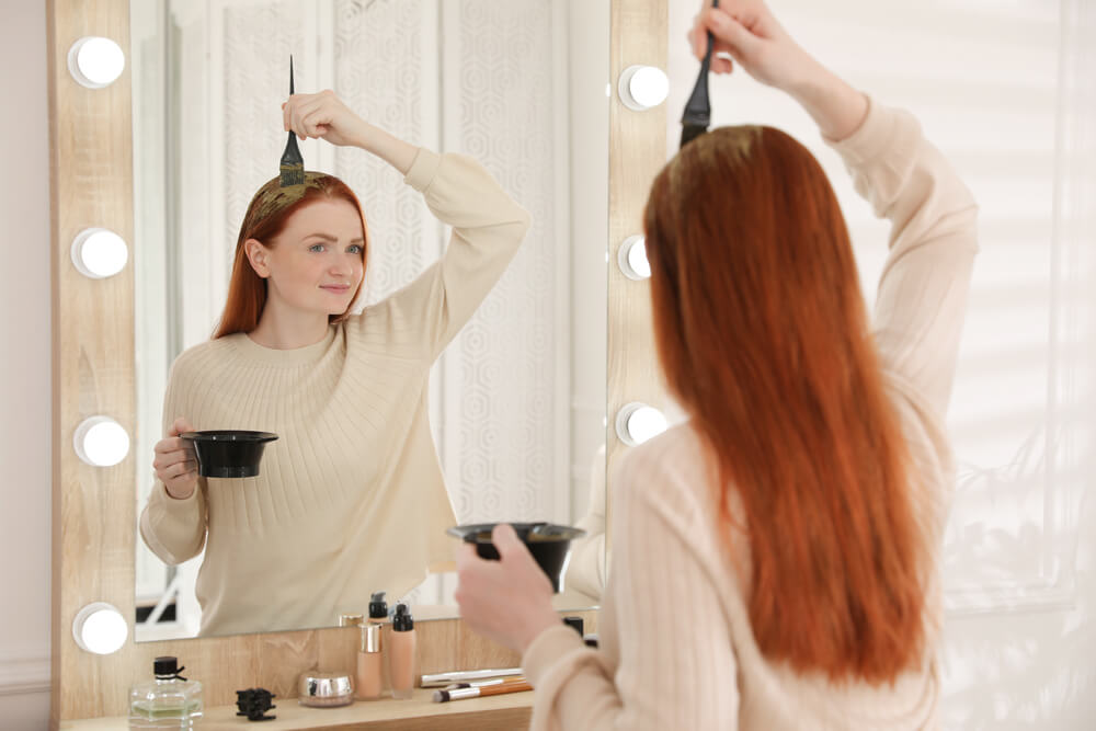 Woman dying hair