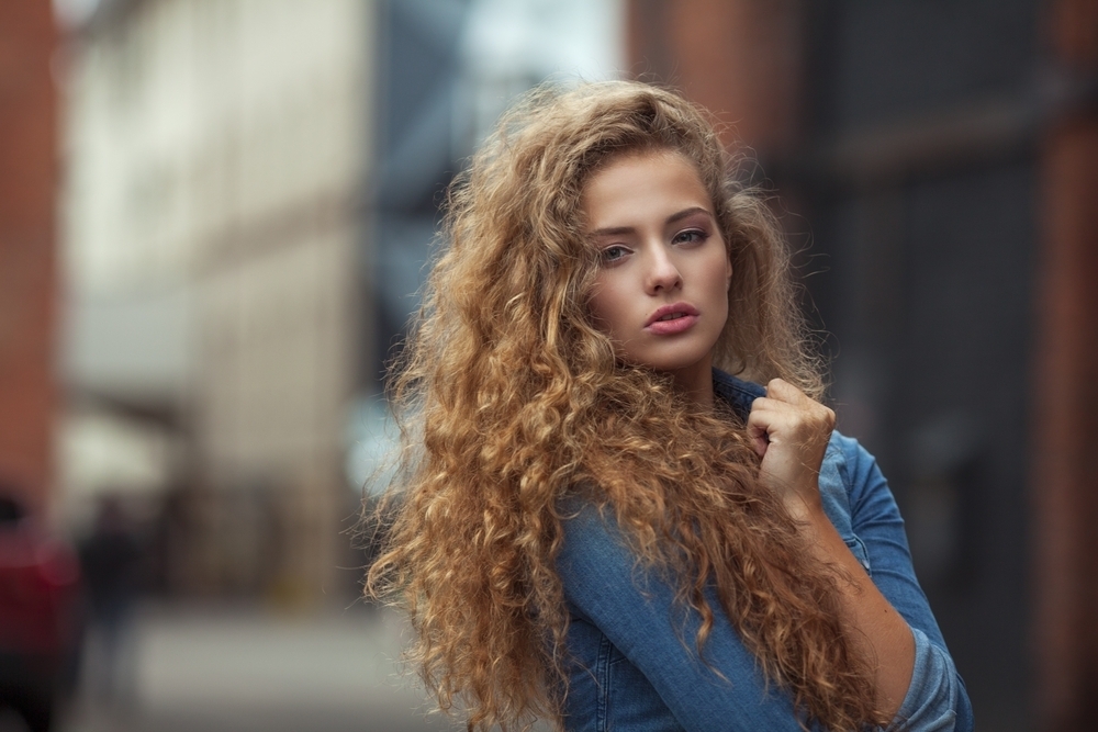 Woman with curly hair