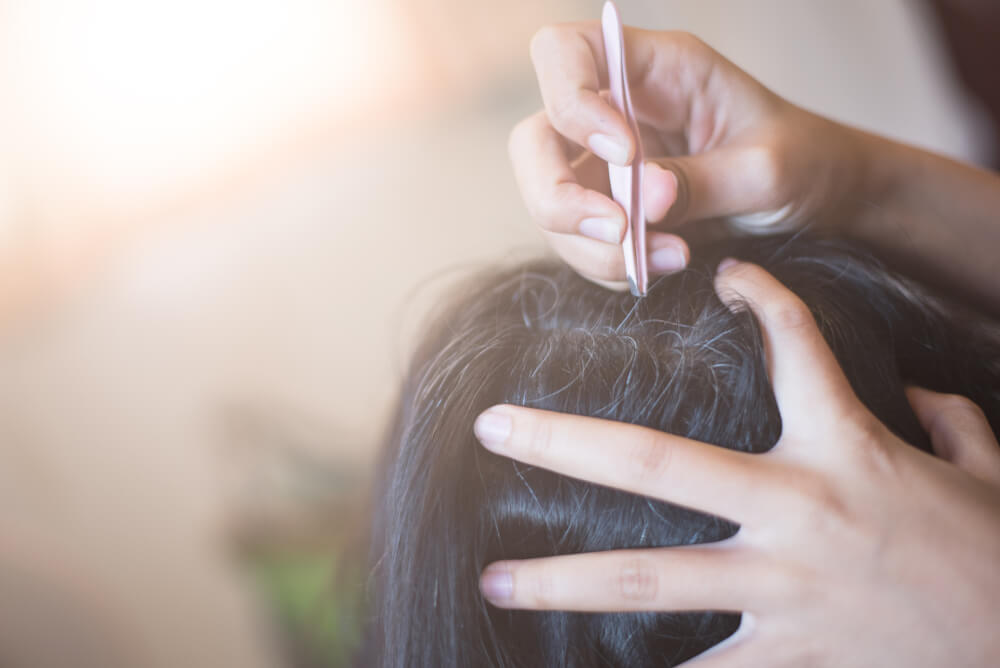 Plucking gray hair out