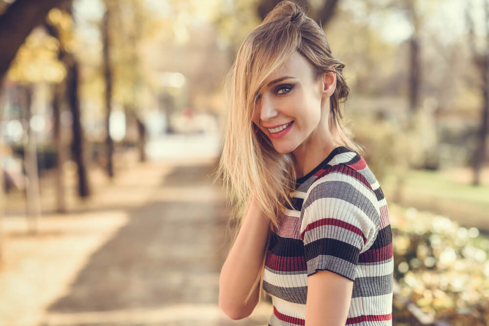 Woman with straight hair