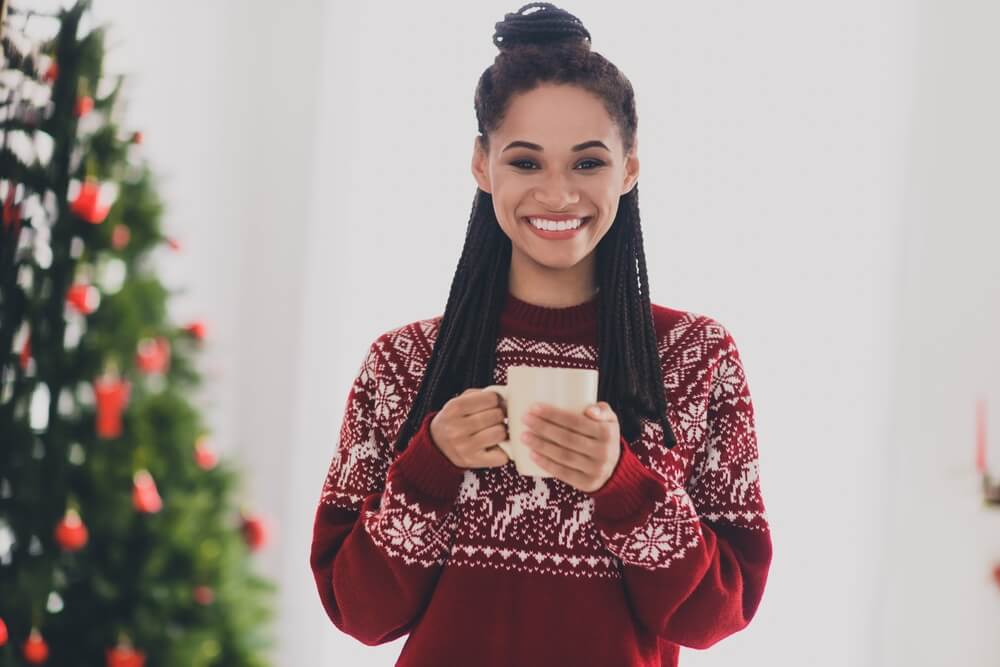 Woman with half bun