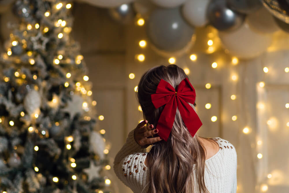 Woman with bow in hair