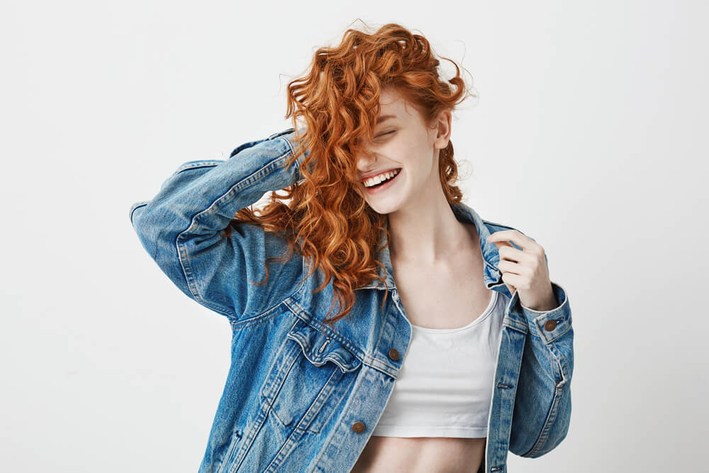 Woman with curly hair