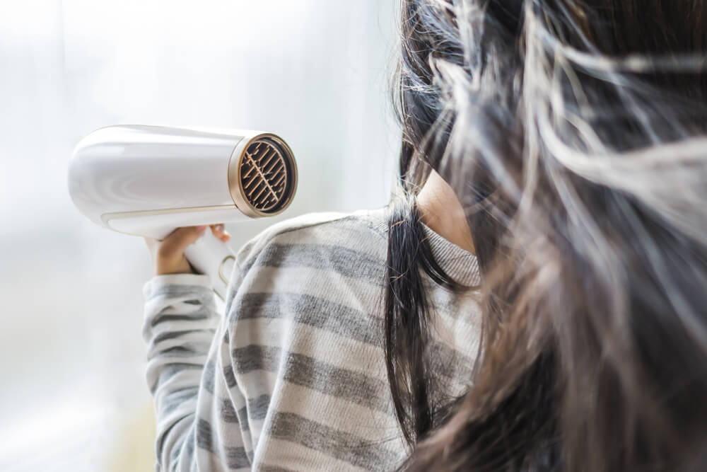 Blow drying hair