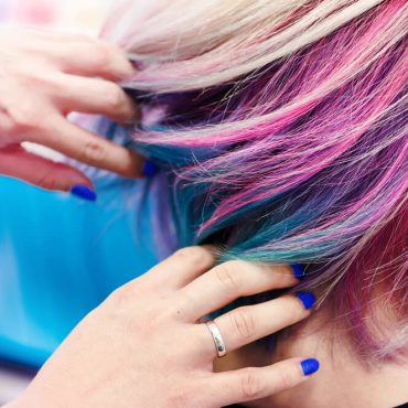 Woman with tie dyed hair