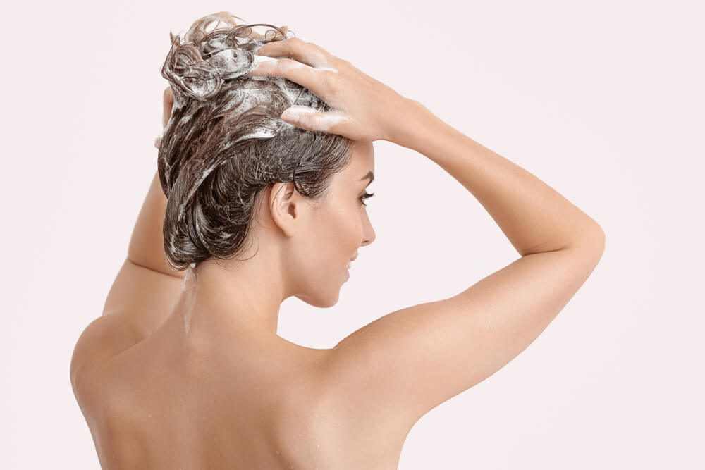 woman washing hair