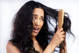 woman brushing hair
