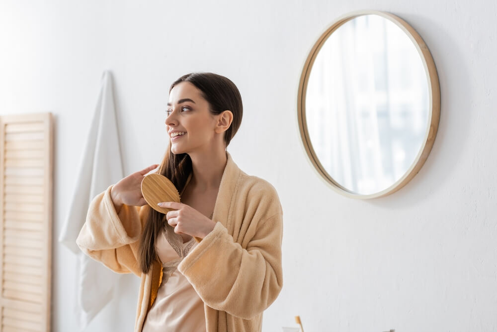 woman haircare routine