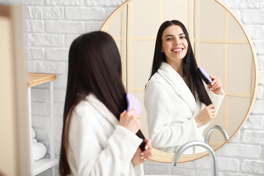 woman shiny hair