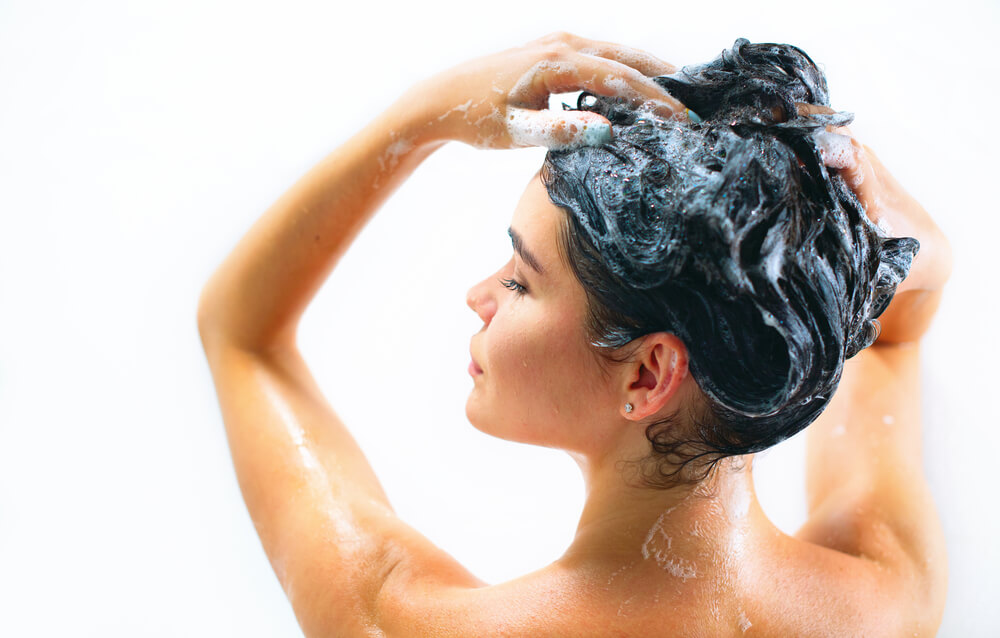 woman washing hair