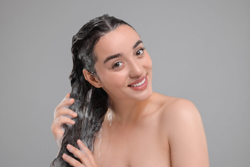 woman washing hair